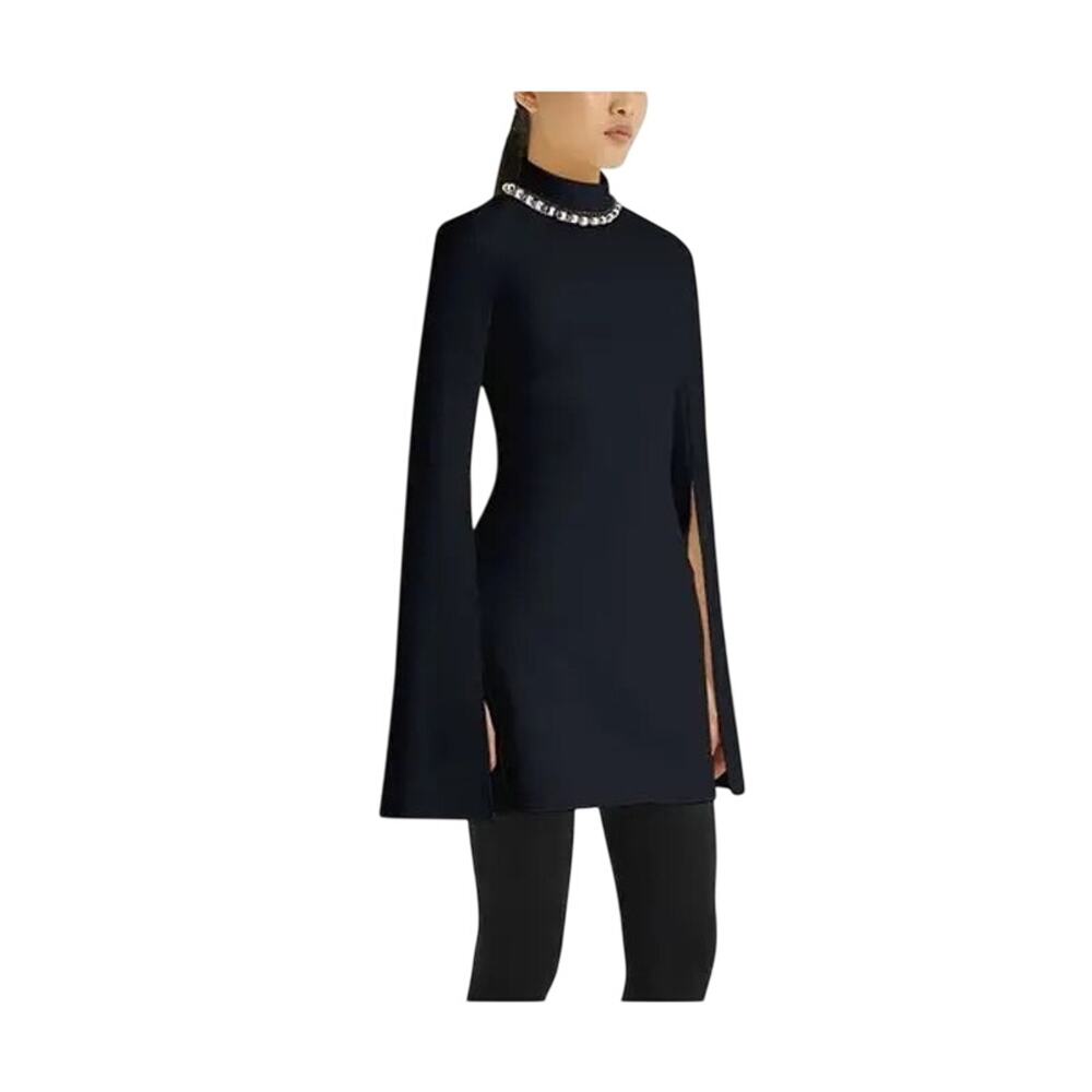 Safiyaa NWT Joal Crystal Embellished Crepe Mini Dress in Midnight Navy Size 10